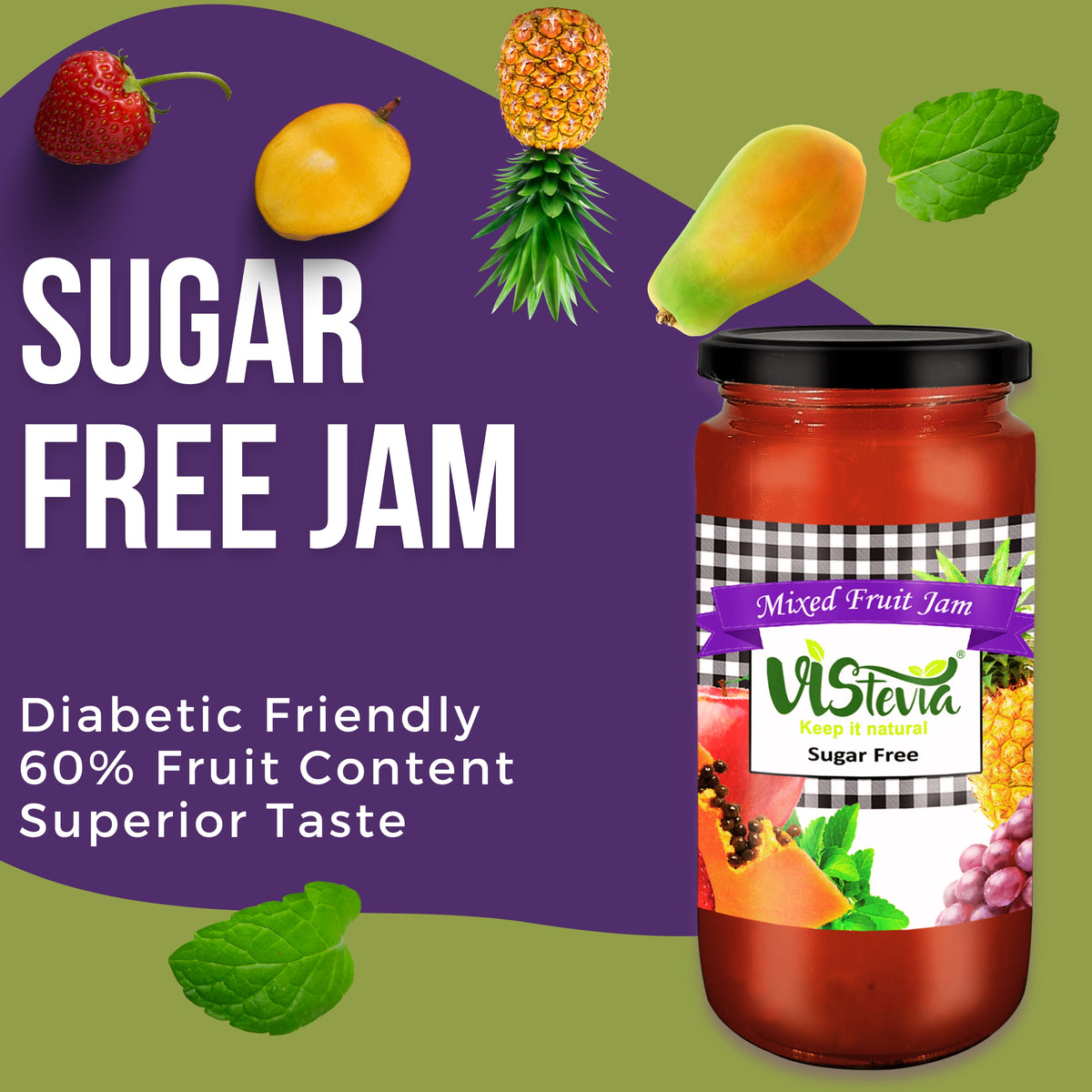 Sugar-Free Mixed Fruit Jam 400gm