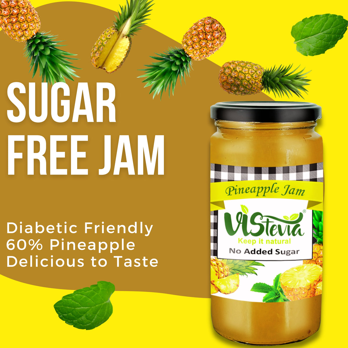 Sugar-Free Stevia Pineapple Jam - 400gm