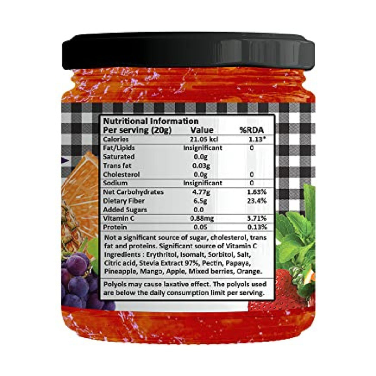 Sugar-Free Stevia Mixed Fruit & Pineapple Jam, Diabetic friendly, Tastes delicious – Pack of 2 - 220g *2