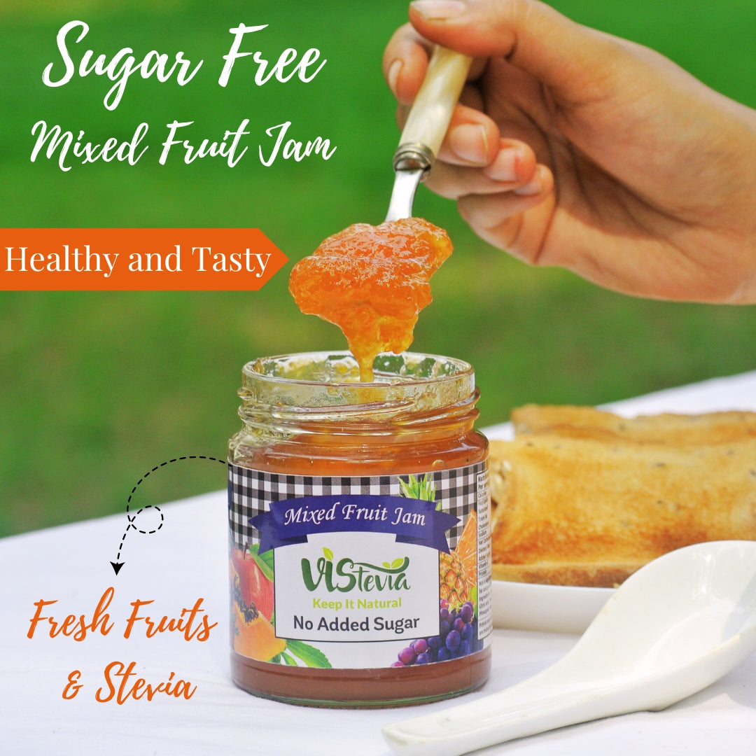 Sugar-Free Stevia Mixed Fruit & Pineapple Jam, Diabetic friendly, Tastes delicious – Pack of 2 - 220g *2