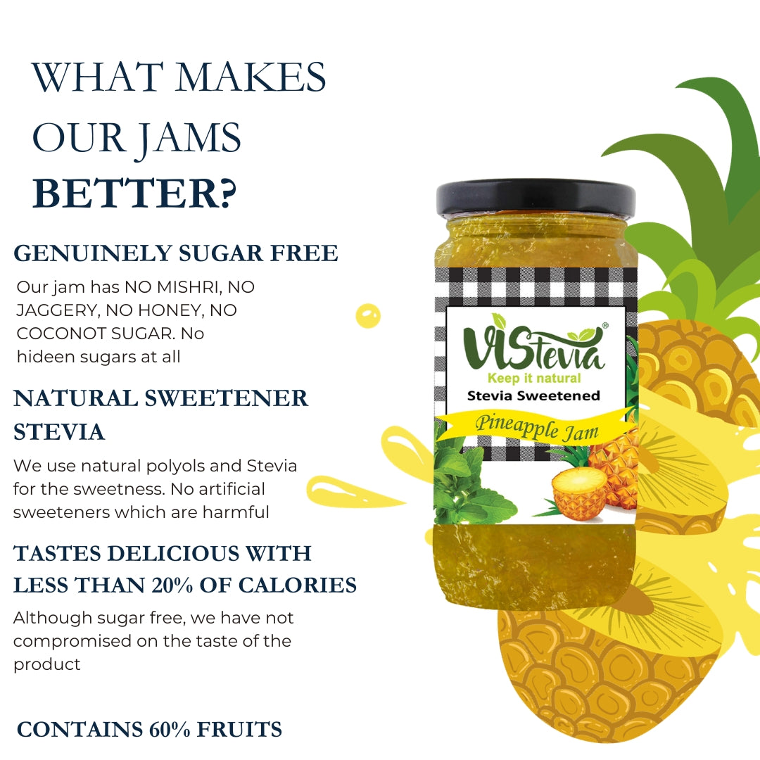 Sugar-Free Combo of Pineapple & Orange Jam - Pack of 2 (400g x 2)