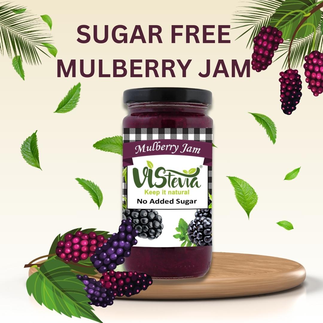 Vistevia Sugar Free Mulberry Jam, Diabetic and Keto Friendly - Sweetened Naturally With Stevia - Delicious To Taste, Pack of 1 (400G)