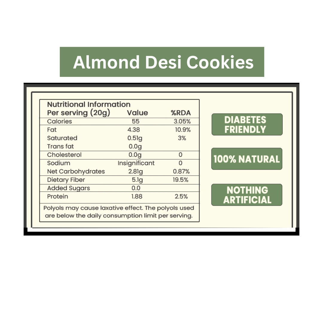 Vistevia Sugar Free Desi Cookies, Diabetic and Keto Friendly - Made With Almonds, Coconut, Desi Ghee And Stevia Only, No Artificial Ingredients, Gluten Free, Delicious To Taste