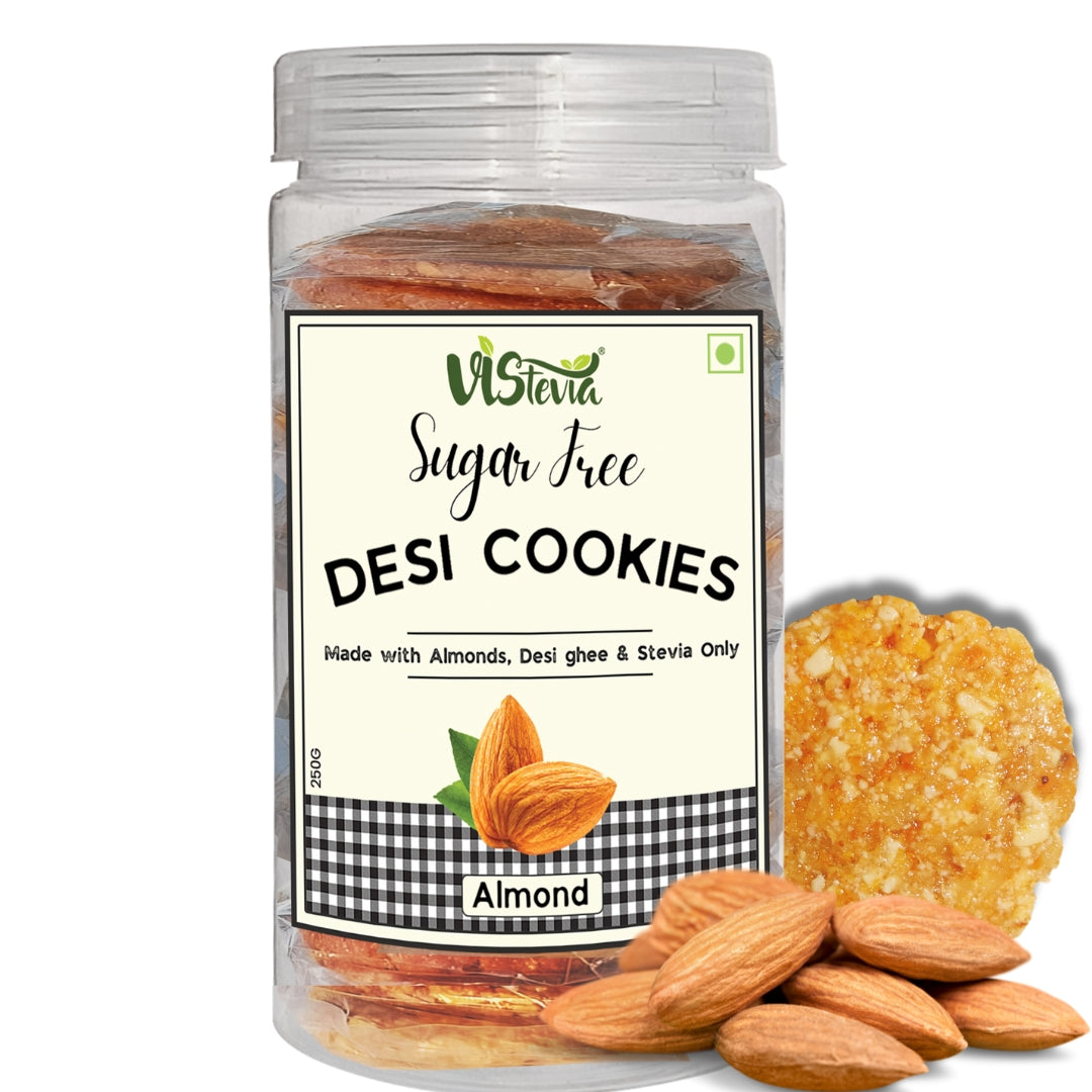 Vistevia Sugar Free Desi Cookies, Diabetic and Keto Friendly - Made With Almonds, Coconut, Desi Ghee And Stevia Only, No Artificial Ingredients, Gluten Free, Delicious To Taste (pack 0f 2 120G*2)